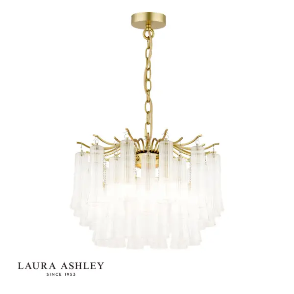 Penlee 4 Light Antique Brass Ceiling Pendant with Ribbed Glass