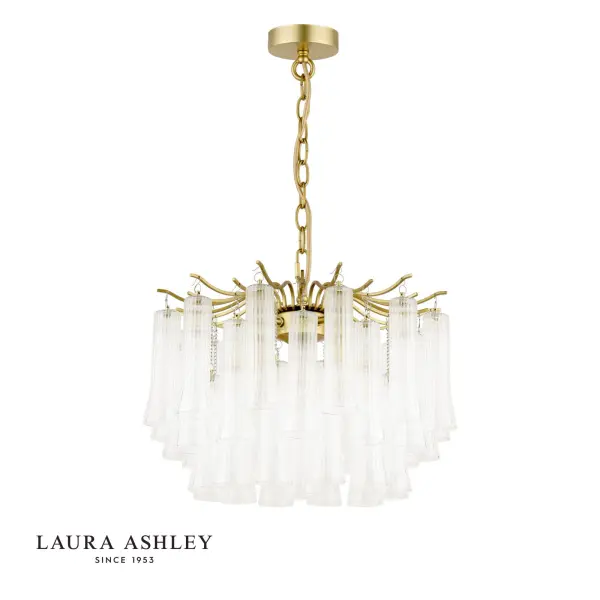 Penlee 4 Light Antique Brass Ceiling Pendant with Ribbed Glass