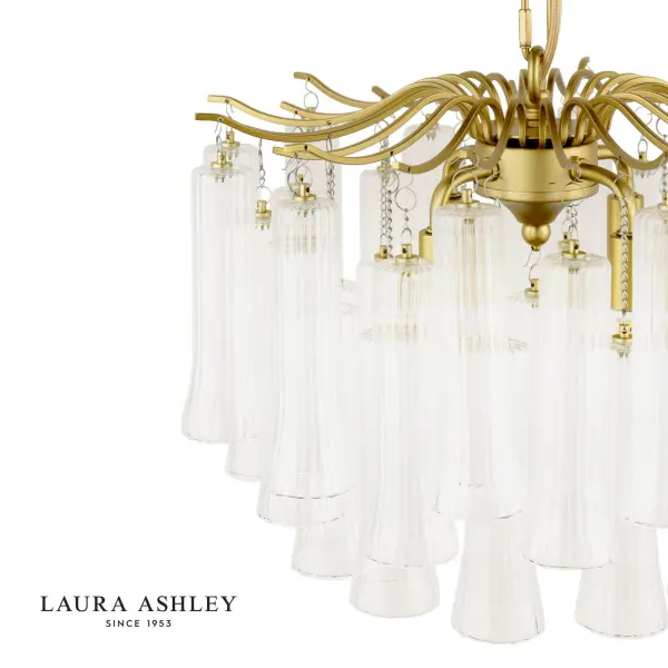 Penlee 4 Light Antique Brass Ceiling Pendant with Ribbed Glass