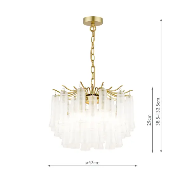 Penlee 4 Light Antique Brass Ceiling Pendant with Ribbed Glass