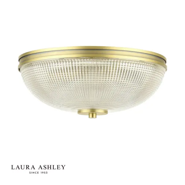 Langdon Antique Brass & Textured Glass Bathroom Flush Fitting IP44