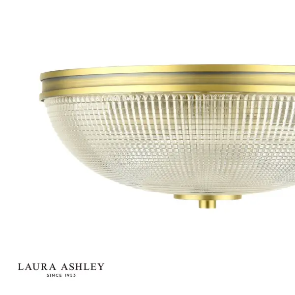 Langdon Antique Brass & Textured Glass Bathroom Flush Fitting IP44