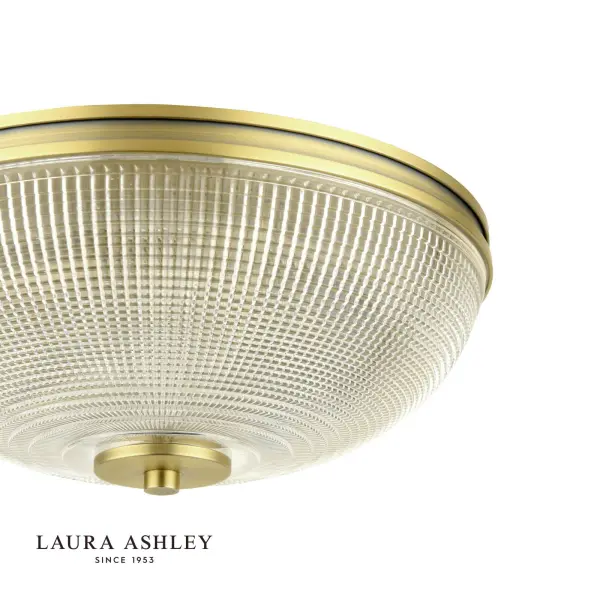 Langdon Antique Brass & Textured Glass Bathroom Flush Fitting IP44