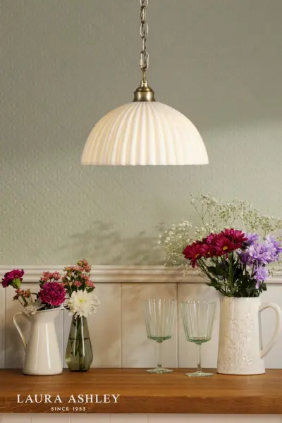 Durford Large Pendant in Matt Antique Brass and White Ceramic Shade