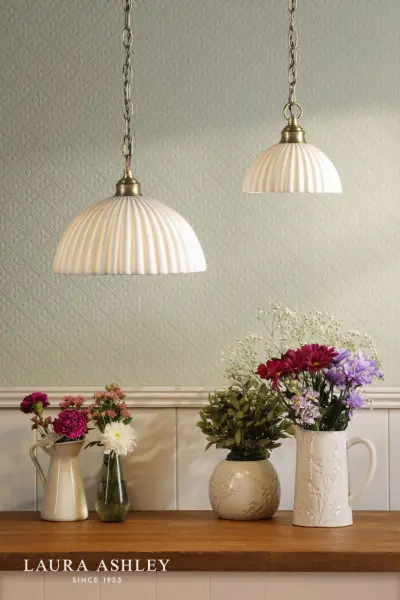 Durford Large Pendant in Matt Antique Brass and White Ceramic Shade