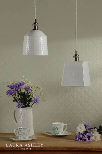 Porcelain Round Cream & Brass Single Pendant