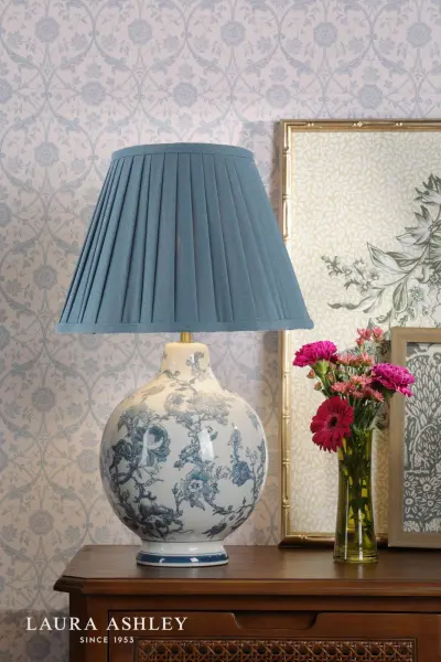 Maltby Blue Ceramic Table Lamp C/W Shade