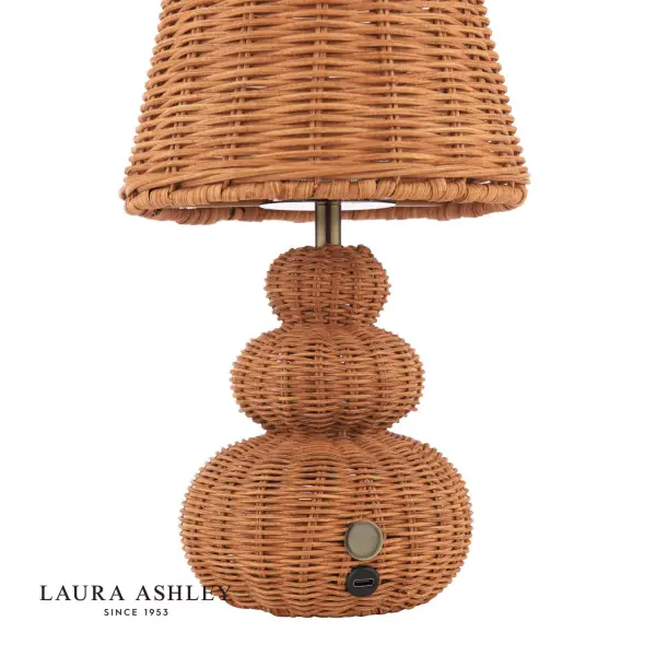 Hasfield Rechargeable Rattan Table Lamp C/W Shade