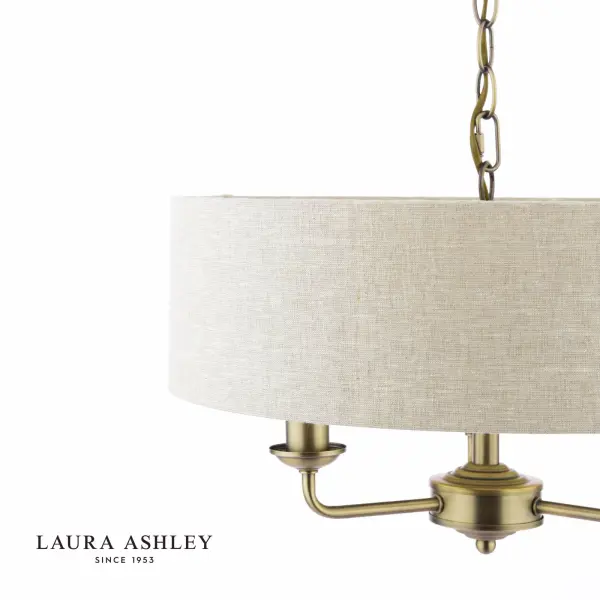Sorrento 3 Light Antique Brass Pendant with Natural Shade