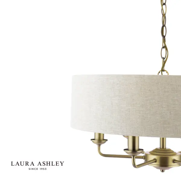 Sorrento 6 Light Antique Brass Pendant C/W Natural Shade