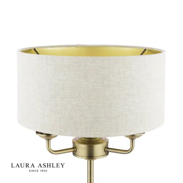 Sorrento 3 Light Table Lamp Antique Brass With Natural Shade