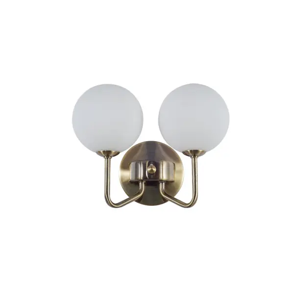 Lando Double Wall Light in Antique Brass