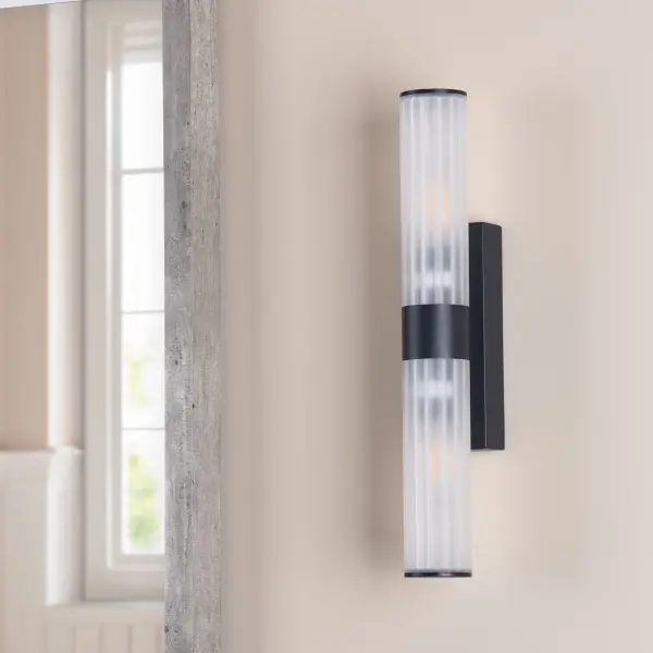 Lars Matt Black Up & Down Bathroom Wall Light