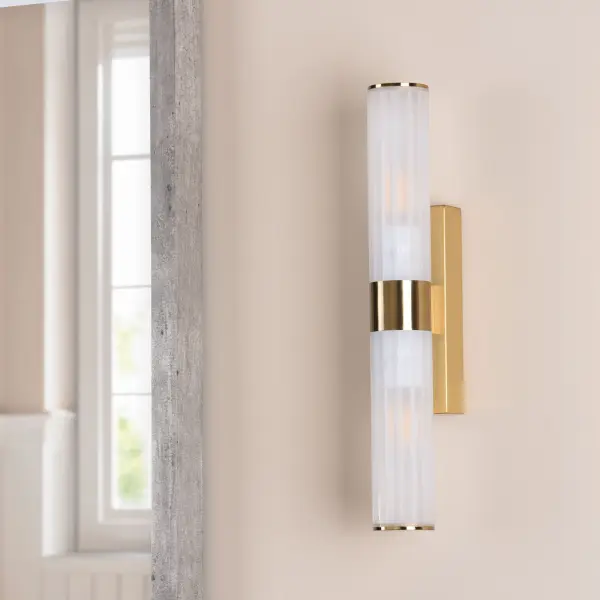 Lars Brushed Gold Up & Down Bathroom Wall Light
