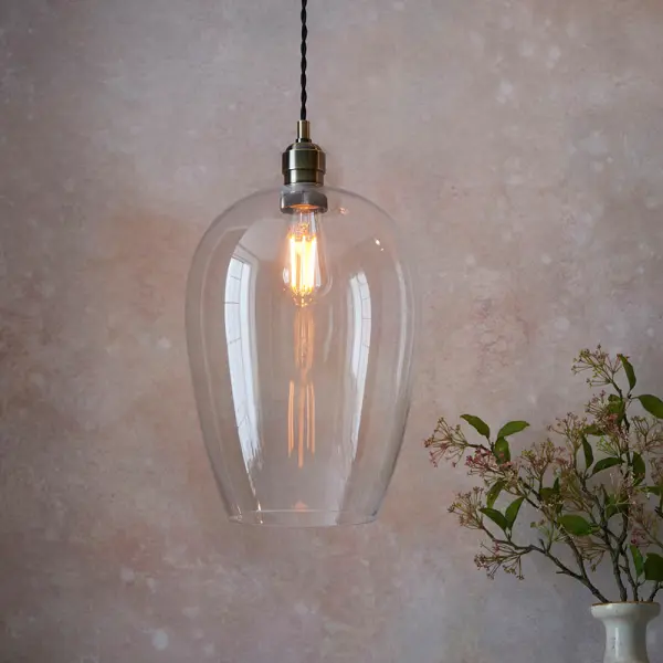 Molly Antique Brass Large Clear Glass Pendant