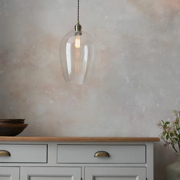 Molly Antique Brass Large Clear Glass Pendant