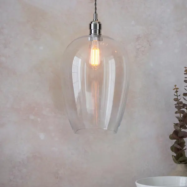 Molly Polished Nickel Large Clear Glass Pendant