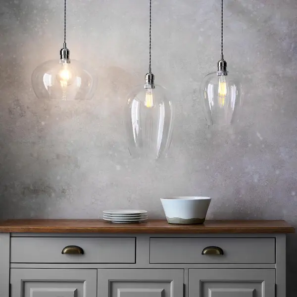 Molly Polished Nickel Large Clear Glass Pendant
