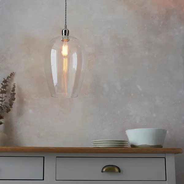 Molly Polished Nickel Large Clear Glass Pendant