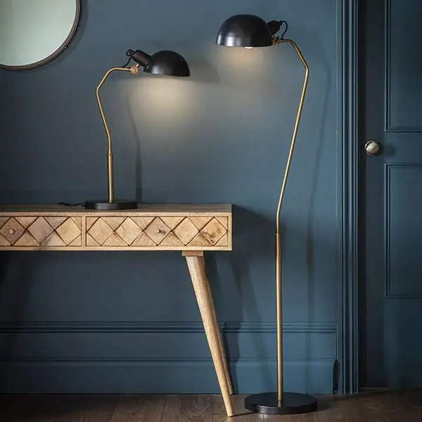 Largo Floor Lamp in Satin Black & Aged Brass Finish