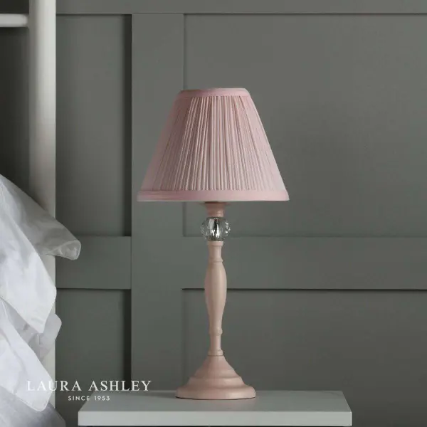 Laura Ashley Ellis Satin-Painted Spindle Table Lamp with Blush Shade
