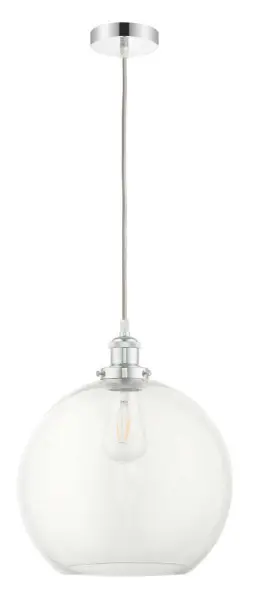 Lewis 1 Light Medium Glass Ball Pendant Polished Chrome