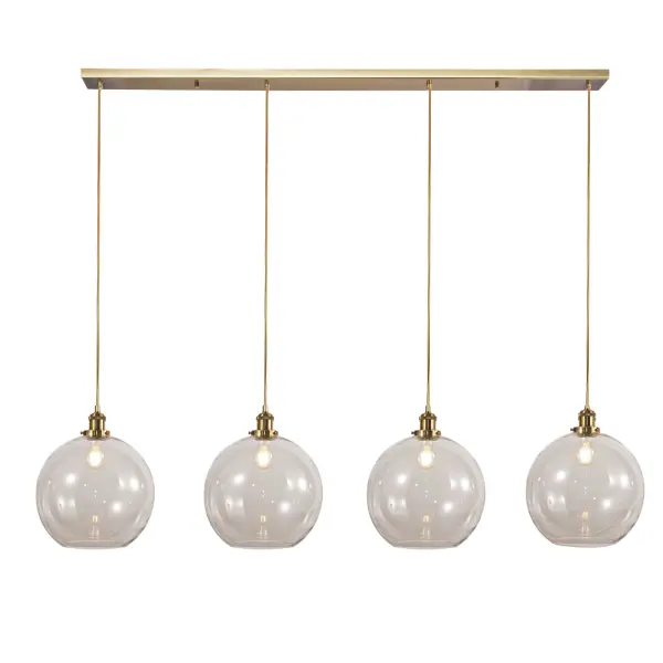 Lewis 4 Light Bar Pendant in Antique Brass & Clear Glass