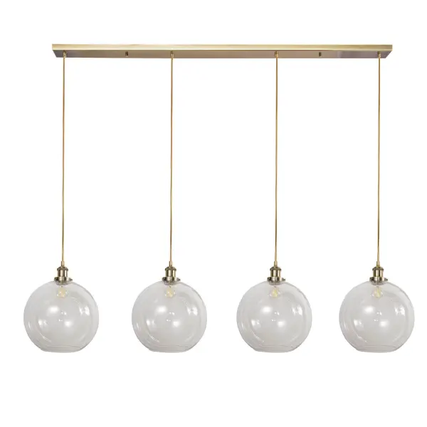 Lewis 4 Light Bar Pendant in Antique Brass & Clear Glass