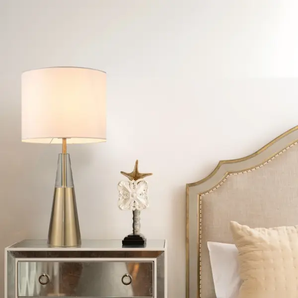 Lola Satin Gold Table Lamp C/W Shade