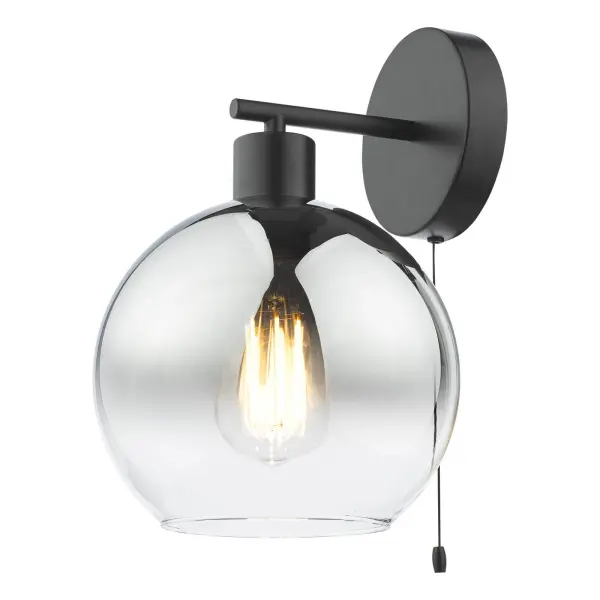 Lycia Matt Black & Smoked Ombre Glass Wall Light