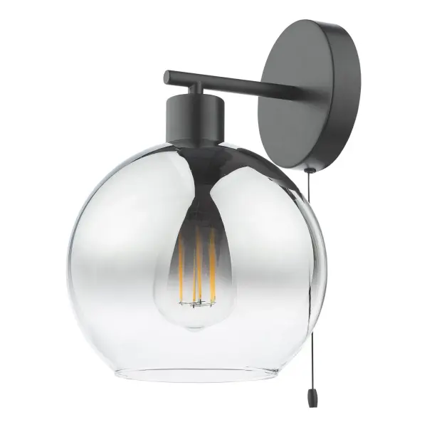 Lycia Matt Black & Smoked Ombre Glass Wall Light