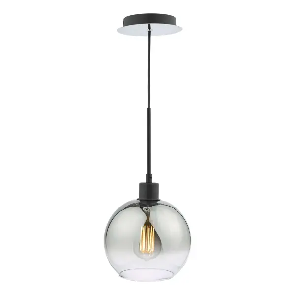 Lycia Single Matt Black Pendant C/W Smoked Ombre Glass