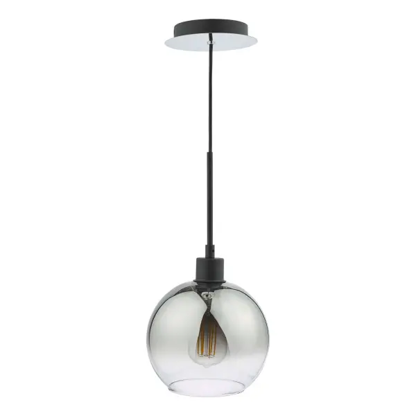 Lycia Single Matt Black Pendant C/W Smoked Ombre Glass