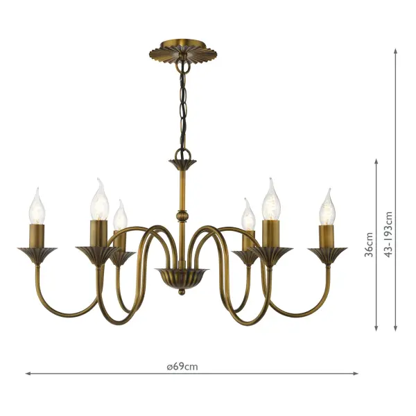 Lydian 6 Light Antique Bronze Pendant