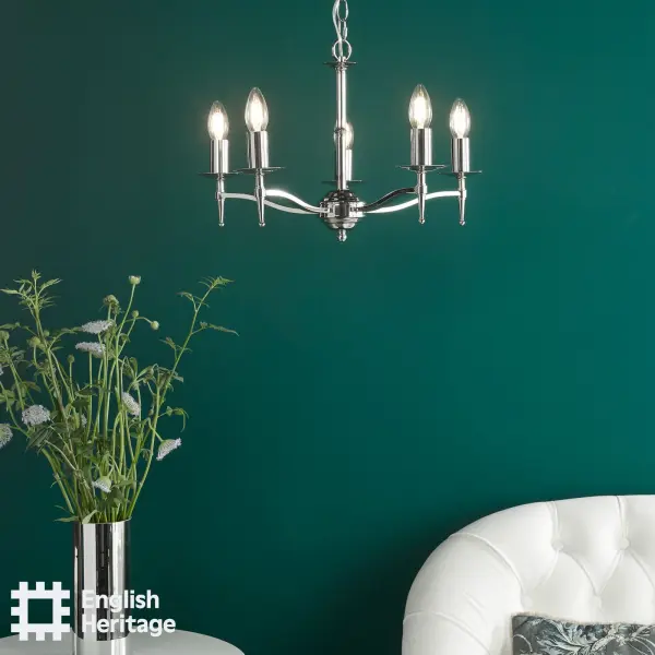 Marble Hill Polished Nickel 5 Light Pendant