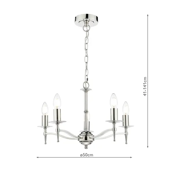 Marble Hill Polished Nickel 5 Light Pendant
