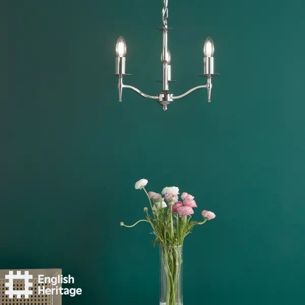Marble Hill Polished Nickel 3 Light Pendant