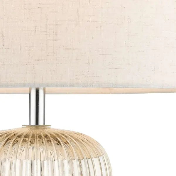 Mason Amber Ribbed Glass Table Lamp C/W Shade