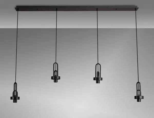 Meel 4 Light Matt Black Bar Pendant
