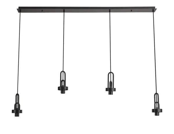Meel 4 Light Matt Black Bar Pendant