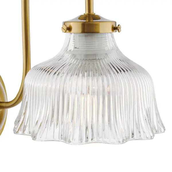 Maude Natural Brass & Ribbed Glass Wall Light