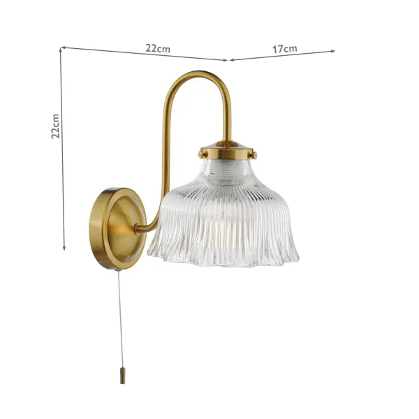 Maude Natural Brass & Ribbed Glass Wall Light