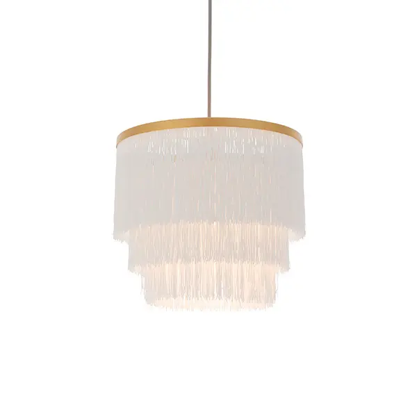Single Gold & White Fringe Pendant