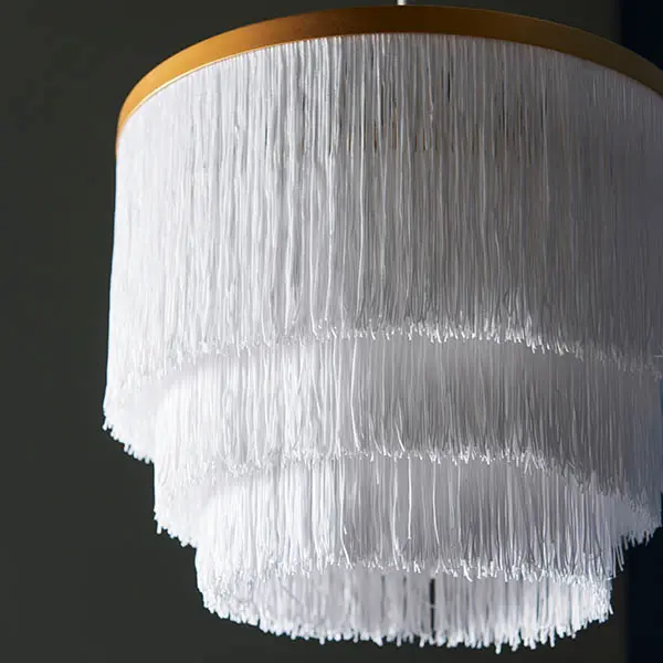 Single Gold & White Fringe Pendant