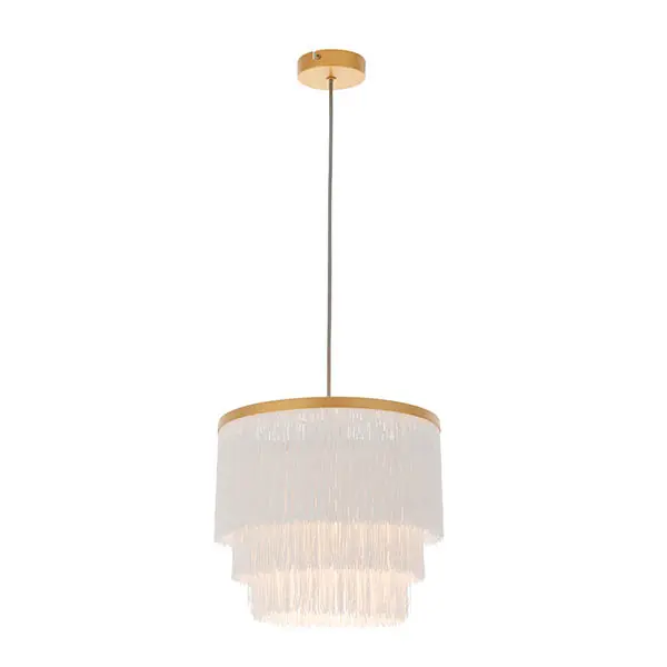 Single Gold & White Fringe Pendant