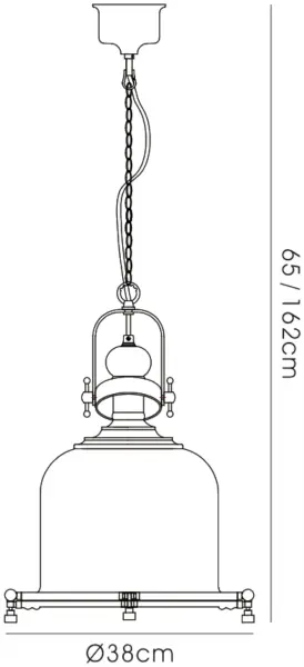 Riley Medium Bell Pendant in Antique Brass & Cognac Glass