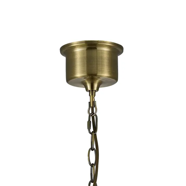 Riley Medium Bell Pendant in Antique Brass & Cognac Glass