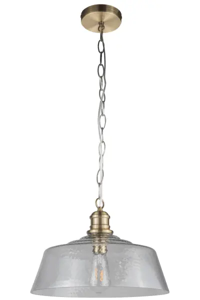 Millar Single Glass Pendant in Antique Brass