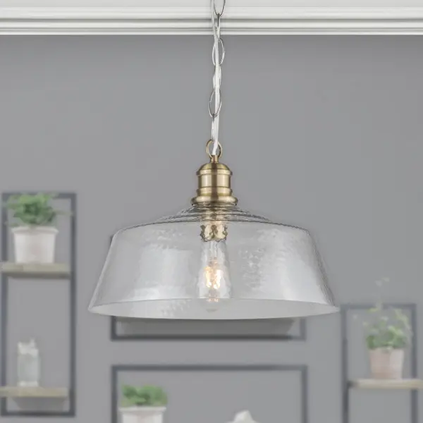 Millar Single Glass Pendant in Antique Brass