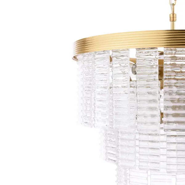 Moesha 6 Light Natural Brass & Ribbed Glass Pendant